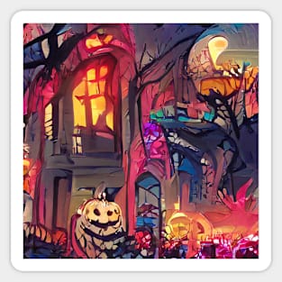 SURREAL HALLOWEEN STREET SCENE Sticker